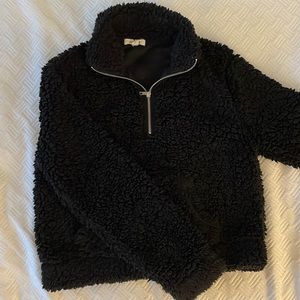 Garage black cropped teddy jacket